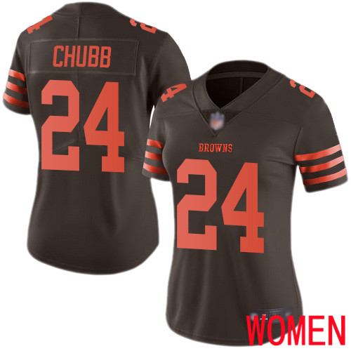 Cleveland Browns Nick Chubb Women Brown Limited Jersey 24 NFL Football Rush Vapor Untouchable